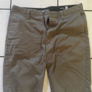 Volcom Olive Green Pants with Branded Metal Button